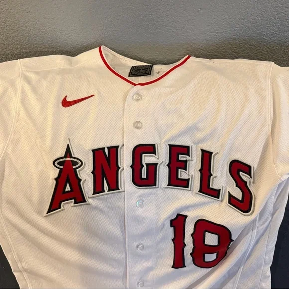 Nike White/Red Los Angeles Angels #18 Baseball Jersey